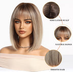 14 Inches Short Auburn Wig with Bangs