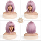 14 Inches Short Auburn Wig with Bangs