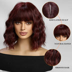 14 Inches Short Auburn Wig with Bangs