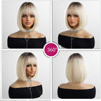 14 Inches Short Auburn Wig with Bangs