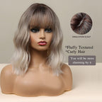 14 Inches Short Auburn Wig with Bangs