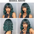 14 Inches Short Auburn Wig with Bangs