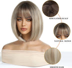 14 Inches Short Auburn Wig with Bangs