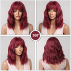 14 Inches Short Auburn Wig with Bangs