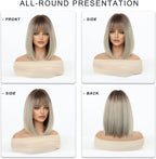 14 Inches Short Auburn Wig with Bangs