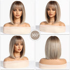14 Inches Short Auburn Wig with Bangs