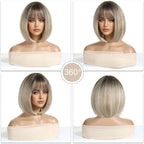 14 Inches Short Auburn Wig with Bangs