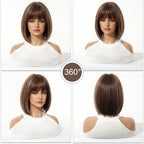 14 Inches Short Auburn Wig with Bangs