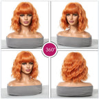 14 Inches Short Auburn Wig with Bangs