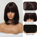 14 Inches Short Auburn Wig with Bangs