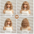 14 Inches Short Auburn Wig with Bangs