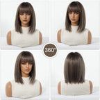 14 Inches Short Auburn Wig with Bangs