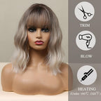 14 Inches Short Auburn Wig with Bangs