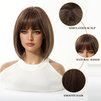 14 Inches Short Auburn Wig with Bangs
