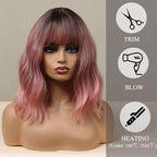 14 Inches Short Auburn Wig with Bangs