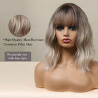14 Inches Short Auburn Wig with Bangs