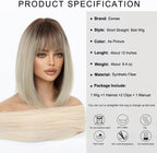 14 Inches Short Auburn Wig with Bangs