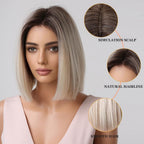 14 Inches Short Auburn Wig with Bangs