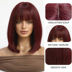 14 Inches Short Auburn Wig with Bangs