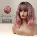 14 Inches Short Auburn Wig with Bangs