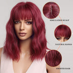14 Inches Short Auburn Wig with Bangs