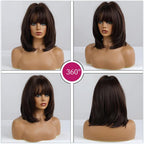 14 Inches Short Auburn Wig with Bangs