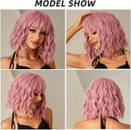 14 Inches Short Auburn Wig with Bangs