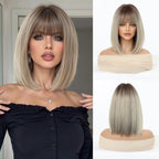 14 Inches Short Auburn Wig with Bangs