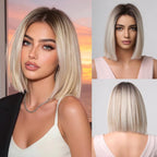 14 Inches Short Auburn Wig with Bangs