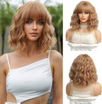14 Inches Short Auburn Wig with Bangs