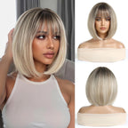 14 Inches Short Auburn Wig with Bangs