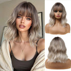 14 Inches Short Auburn Wig with Bangs