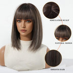 14 Inches Short Auburn Wig with Bangs