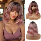 14 Inches Short Auburn Wig with Bangs