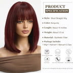 14 Inches Short Auburn Wig with Bangs