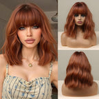 14 Inches Short Auburn Wig with Bangs