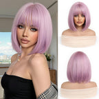 14 Inches Short Auburn Wig with Bangs