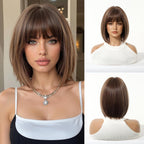 14 Inches Short Auburn Wig with Bangs