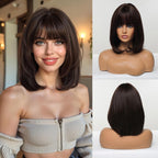14 Inches Short Auburn Wig with Bangs