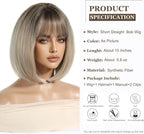 14 Inches Short Auburn Wig with Bangs