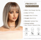 14 Inches Short Auburn Wig with Bangs