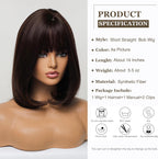 14 Inches Short Auburn Wig with Bangs