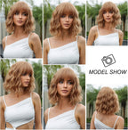 14 Inches Short Auburn Wig with Bangs