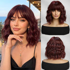 14 Inches Short Auburn Wig with Bangs
