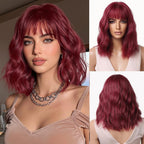 14 Inches Short Auburn Wig with Bangs