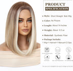 14 Inches Short Auburn Wig with Bangs