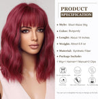 14 Inches Short Auburn Wig with Bangs