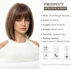 14 Inches Short Auburn Wig with Bangs