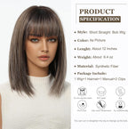 14 Inches Short Auburn Wig with Bangs