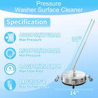 14” Pressure Washer Surface Cleaner with 4 Wheels